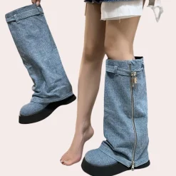 Damesschoenen*DULCE - Trendy Denim Laarzen voor Dames - Zomerse Stijl