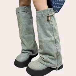 Damesschoenen*DULCE - Trendy Denim Laarzen voor Dames - Zomerse Stijl
