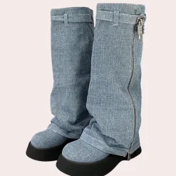 Damesschoenen*DULCE - Trendy Denim Laarzen voor Dames - Zomerse Stijl