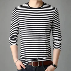 Shirts Heren*Dusan - Modern Herenoverhemd met lange mouwen en strepen voor de Zomer