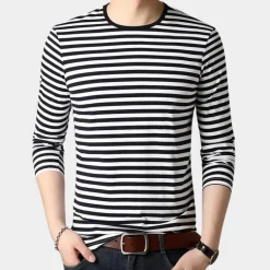 Shirts Heren*Dusan - Modern Herenoverhemd met lange mouwen en strepen voor de Zomer