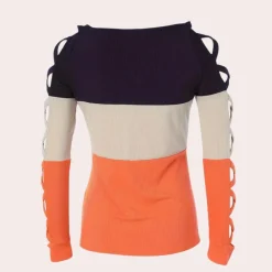 Topjes & Shirts Dames*Edina - Trendy shirt met unieke Kriskras mouwen Oranje