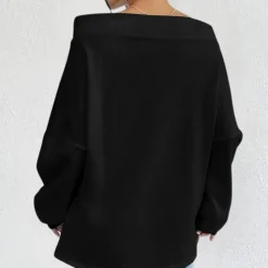 Topjes & Shirts Dames*EDNA - Comfortabel Schouderloos Zomers Sweatshirt voor Dames Zwart