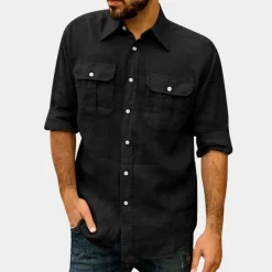 Shirts Heren*Edouard - Luchtig klassiek herenoverhemd met borstzakken voor de zomer