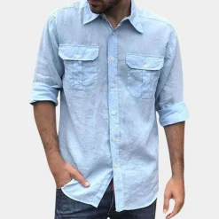 Shirts Heren*Edouard - Luchtig klassiek herenoverhemd met borstzakken voor de zomer