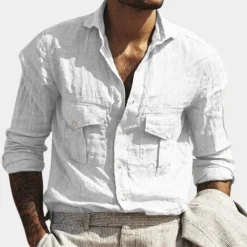 Shirts Heren*Edouard - Luchtig klassiek herenoverhemd met borstzakken voor de zomer