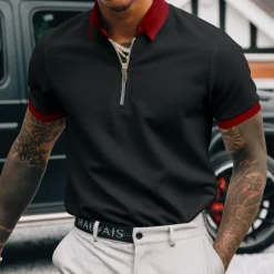 Shirts Heren*Edvard - Elegant Half Rits Poloshirt voor heren - Zomerse Stijl