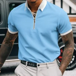 Shirts Heren*Edvard - Elegant Half Rits Poloshirt voor heren - Zomerse Stijl