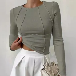 Truien & Vesten Dames*Eenvoudige damestop met lange mouwen voor de zomer