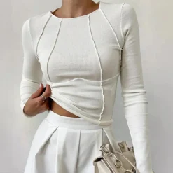 Truien & Vesten Dames*Eenvoudige damestop met lange mouwen voor de zomer