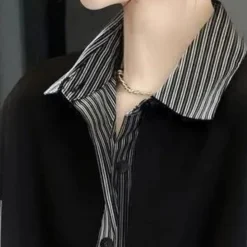 Topjes & Shirts Dames*Eilidh - Stijlvol gestreept shirt met lange mouwen voor haar - Zomerse editie Zwart