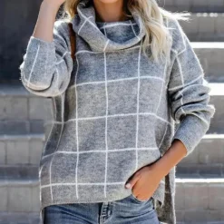 Truien & Vesten Dames*Elda - Modieuze Zomerse Damestrui met Ruitjesmotief