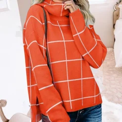 Truien & Vesten Dames*Elda - Modieuze Zomerse Damestrui met Ruitjesmotief