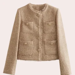 Jassen Dames*Elegant damesjack voor de zomer Khaki