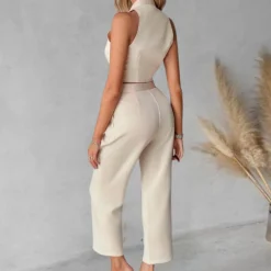 Sets Dames*Elegant zomer vest en elegante broek voor dames Beige