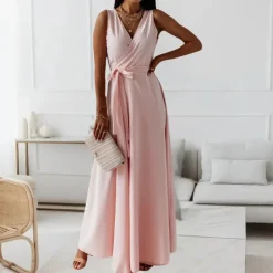 Jurken & Jumpsuits Dames*Elegante dames maxi-jurk met v-hals voor de zomer