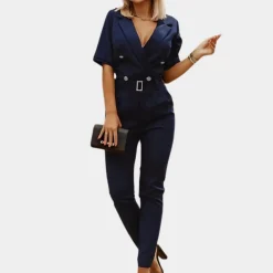 Jurken & Jumpsuits Dames*Elegante damesjumpsuit met v-hals voor de zomer