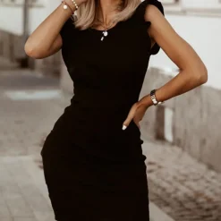 Jurken & Jumpsuits Dames*Elegante damesjurk met ruche mouwen voor de zomer