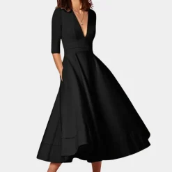 Jurken & Jumpsuits Dames*Elegante damesjurk met v-halslijn voor de zomer