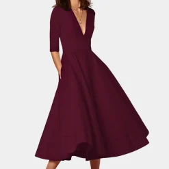 Jurken & Jumpsuits Dames*Elegante damesjurk met v-halslijn voor de zomer