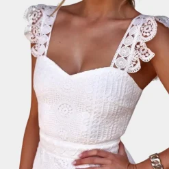 Jurken & Jumpsuits Dames*Elegante en stijlvolle kanten damesjurk voor de zomer Wit