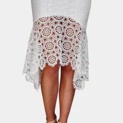 Jurken & Jumpsuits Dames*Elegante en stijlvolle kanten damesjurk voor de zomer Wit