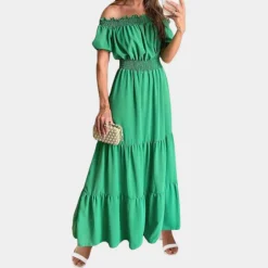 Jurken & Jumpsuits Dames*Elegante off shoulder maxi zomerjurk voor dames