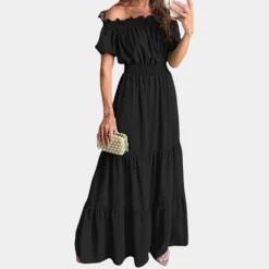 Jurken & Jumpsuits Dames*Elegante off shoulder maxi zomerjurk voor dames