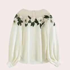 Blazers & Blouses Dames*Elegante zomerse gebloemde damesblouse Beige
