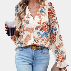 Blazers & Blouses Dames*Elegante zomerse gebloemde damesblouse