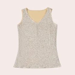 Topjes & Shirts Dames*Elegante zomertop voor dames met glitter Lichtgeel