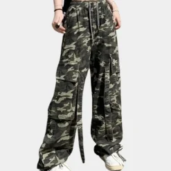 Broeken & Rokken Dames*Elera - Moderne Damesbroek met hoge taille voor de Zomer Camouflage