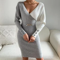 Jurken & Jumpsuits Dames*ELIANE - Luchtige Zomerse Gebreide Jurk voor Dames Grijs