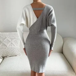 Jurken & Jumpsuits Dames*ELIANE - Luchtige Zomerse Gebreide Jurk voor Dames Grijs