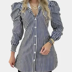 Topjes & Shirts Dames*Elisaveta - Elegant get zomer overhemd voor dames Streep