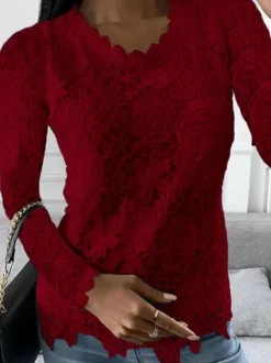 Topjes & Shirts Dames*Ellie - Lange top met lange mouw voor dames - Zomerse stijl