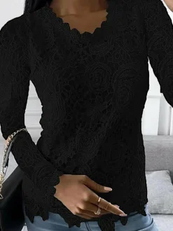 Topjes & Shirts Dames*Ellie - Lange top met lange mouw voor dames - Zomerse stijl