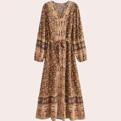 Jurken & Jumpsuits Dames*Elvira - Lange damesjurk met knopen voor de zomer