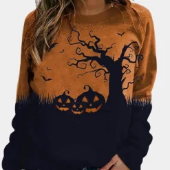 Topjes & Shirts Dames*Elza - Zomerse Halloween sweatshirt voor dames Bruin