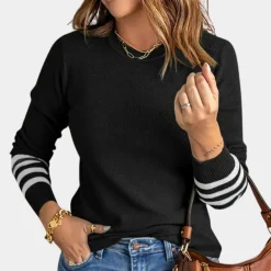 Truien & Vesten Dames*Ema - Elegante damestrui met gestreepte mouwen voor de zomer