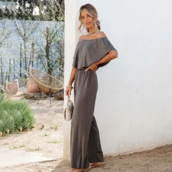 Jurken & Jumpsuits Dames*EMMALYN - Geruffeld off-shoulder zomerse jumpsuit