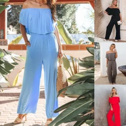 Jurken & Jumpsuits Dames*EMMALYN - Geruffeld off-shoulder zomerse jumpsuit