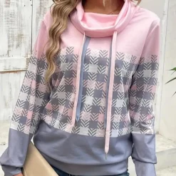 Truien & Vesten Dames*Emmanuelle - Comfortabel geruit zomers sweatshirt voor dames Roze