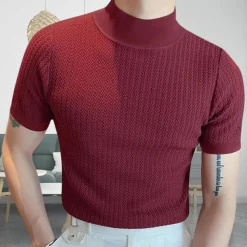 Shirts Heren*ENZO - Slank geribd zomer overhemd voor mannen