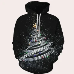 Jassen Heren*ERIC - Comfortabele Kersthoodie voor Heren Zwart