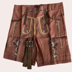 Broeken Heren*Erik - Leren korte broek voor heren - Zomerse stijl Bruin