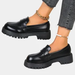 Damesschoenen*Erlich - Klassieke dames loafers voor de zomer Zwart