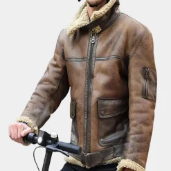 Jassen Heren*Erno - Stoer warm bikerjas voor de man Bruin