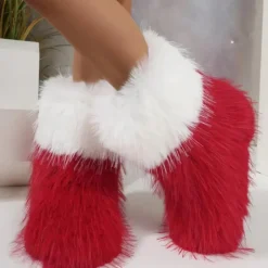 Damesschoenen*FAITH - Casual Kerstlaarzen voor Dames Rood