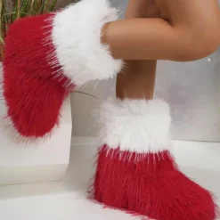 Damesschoenen*FAITH - Casual Kerstlaarzen voor Dames Rood